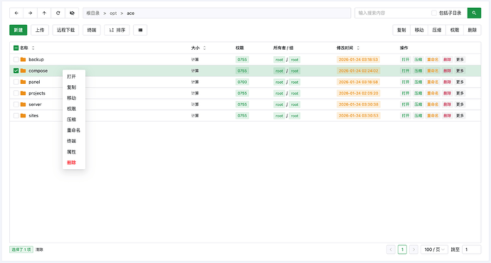 AcePanel File Management (List View) 690x370