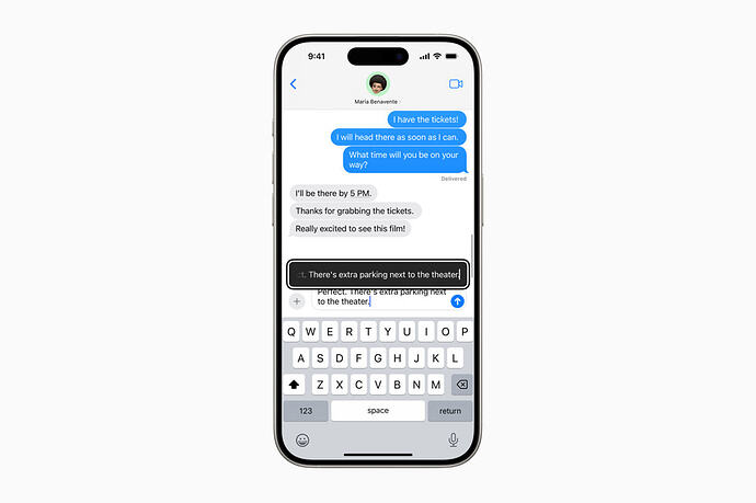 在 iPhone 15 Pro 上展示的悬停输入体验。